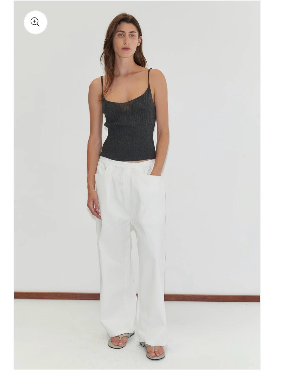 Square Pocket Straight-Leg Pants — White - Picture 4 of 9